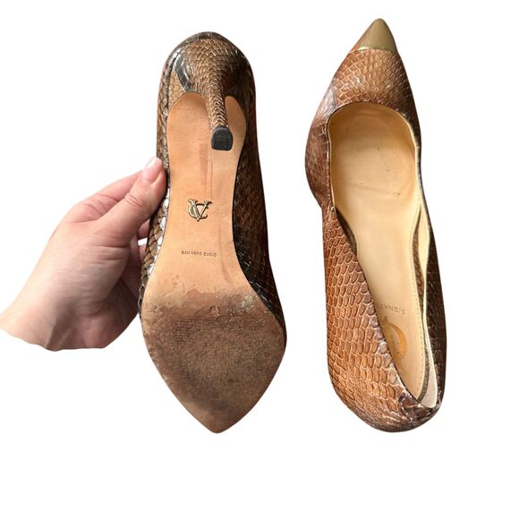 VC SIGNATURE Leather Snake Print Pointed Toe Heel Sz 9.5 - Picture 5 of 5